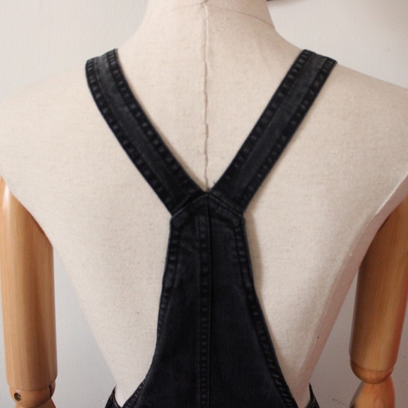 Eighty-Two Brand Black Stretch Denim Button Front Ladies Shortalls - Picture 3 of 6